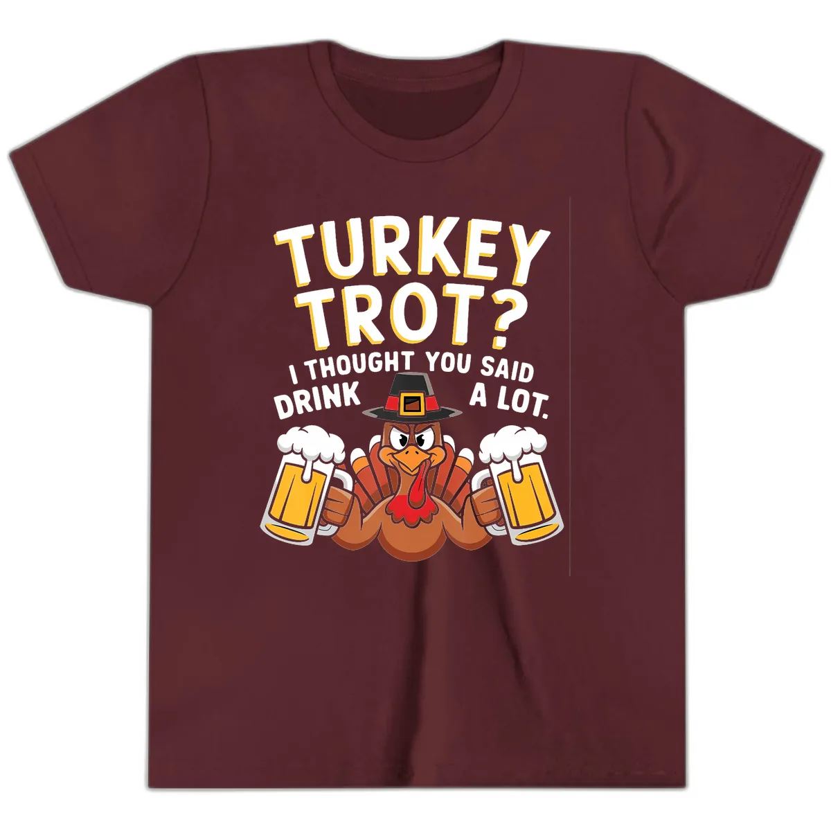 Turkey Trot Drink A Lot Youth T-Shirt in Maroon