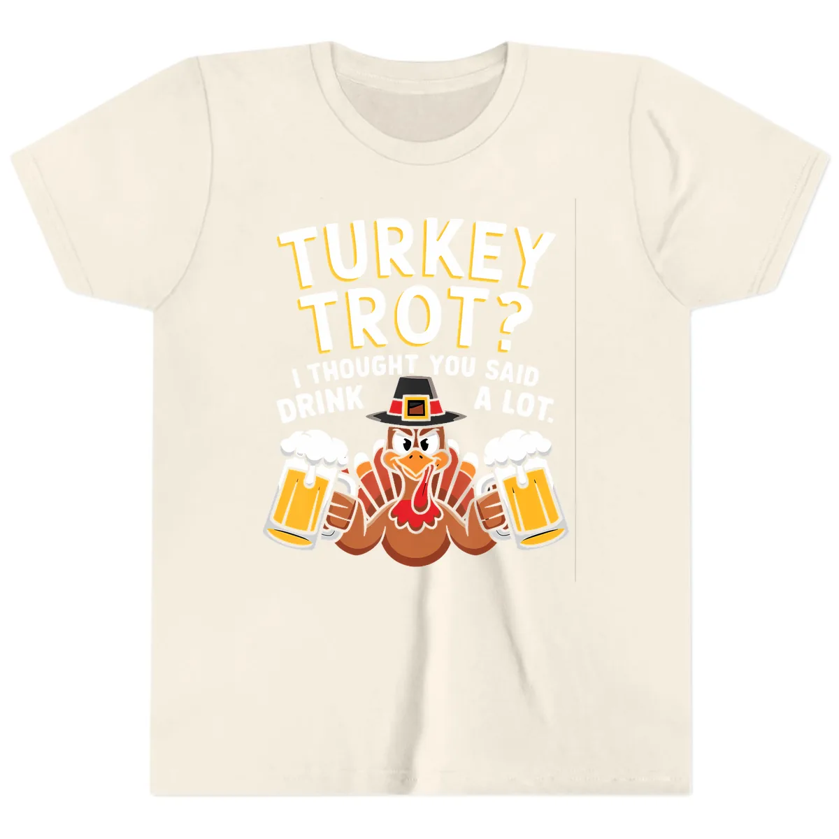 Turkey Trot Drink A Lot Youth T-Shirt in Natural