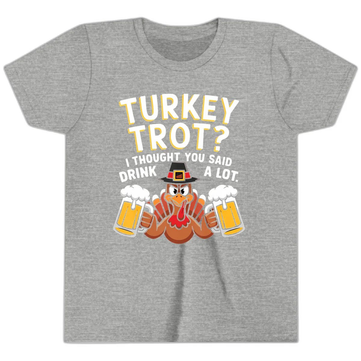 Turkey Trot Drink A Lot Youth T-Shirt in Athletic Heather