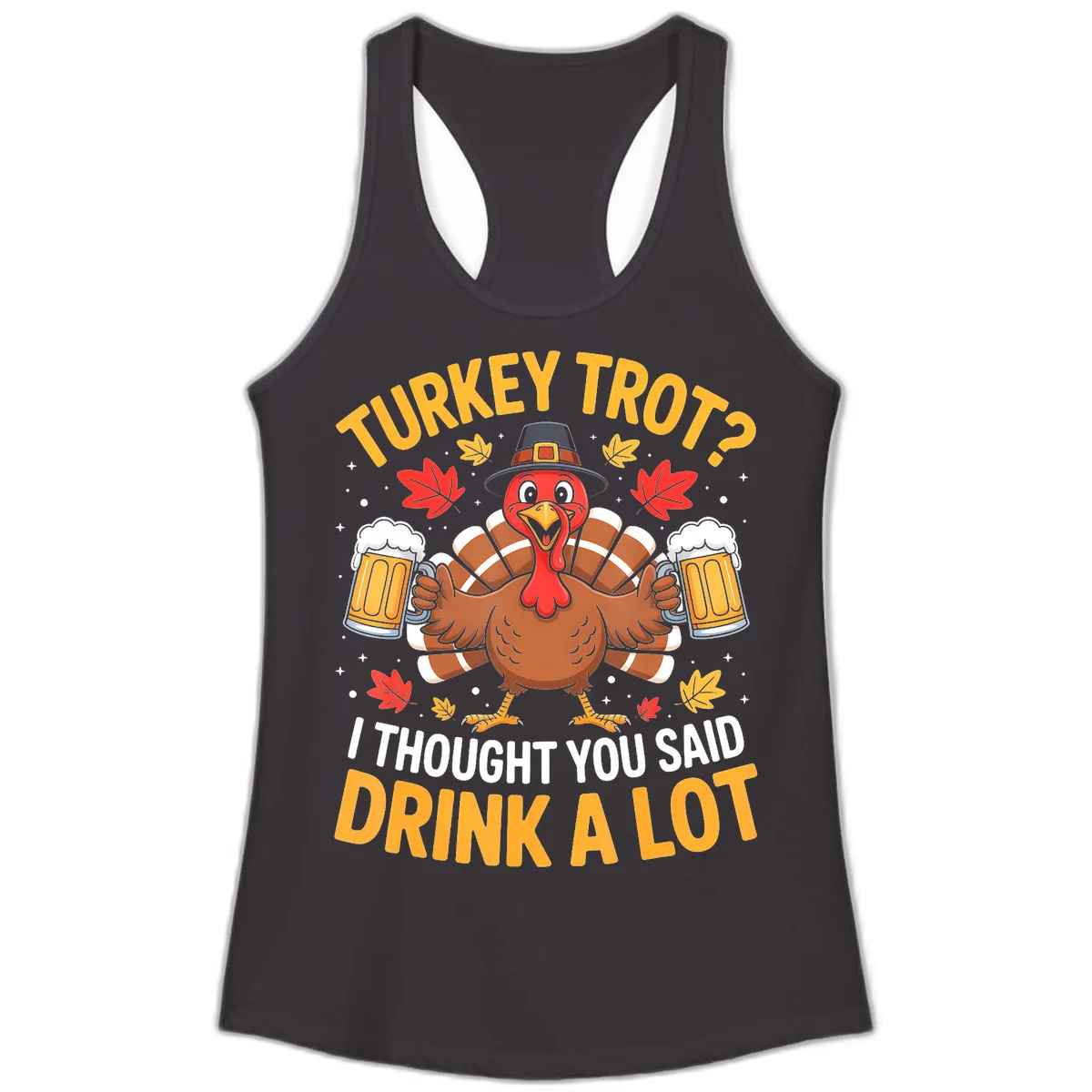 Turkey Trot Drink A Lot Ladies Tank in Black
