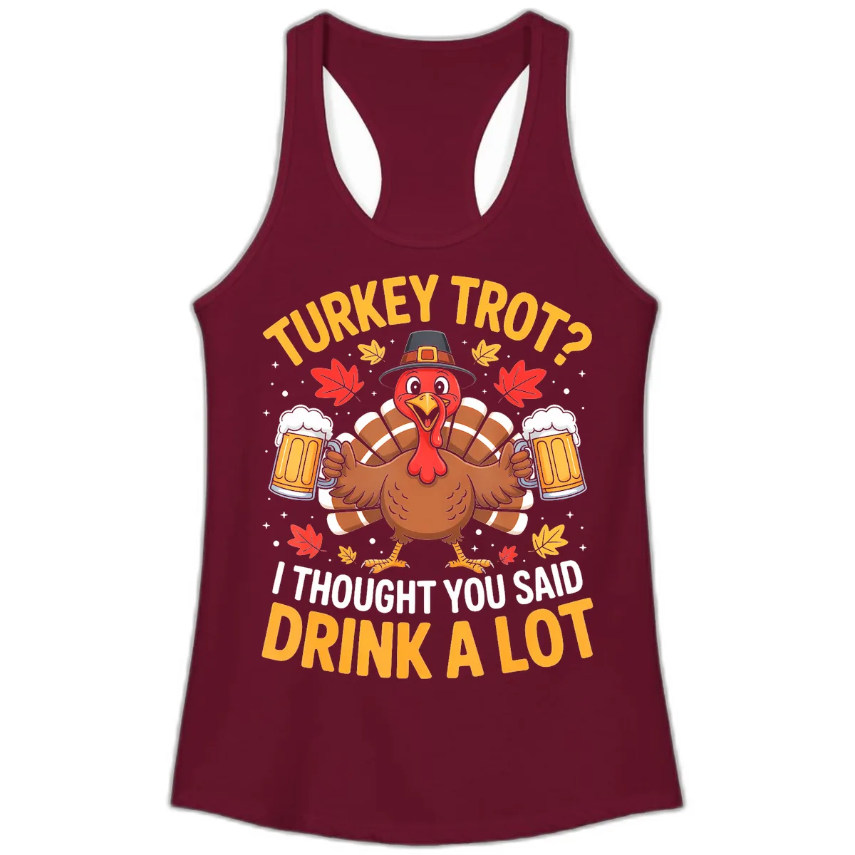 Turkey Trot Drink A Lot Ladies Tank in Solid Cardinal Red