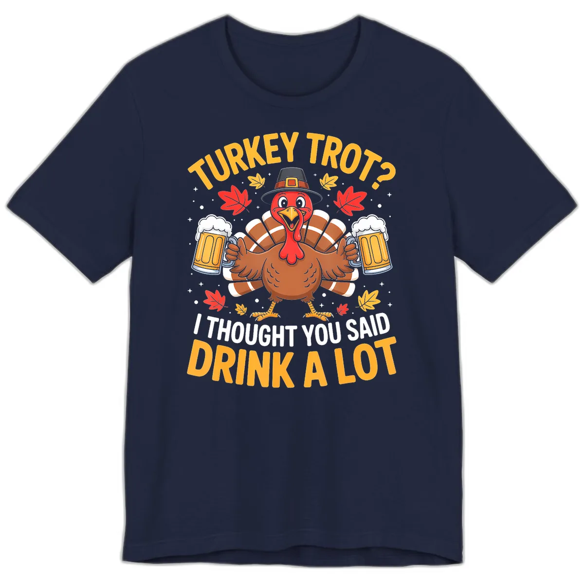 Turkey Trot Drink A Lot Premium T-Shirt in Navy