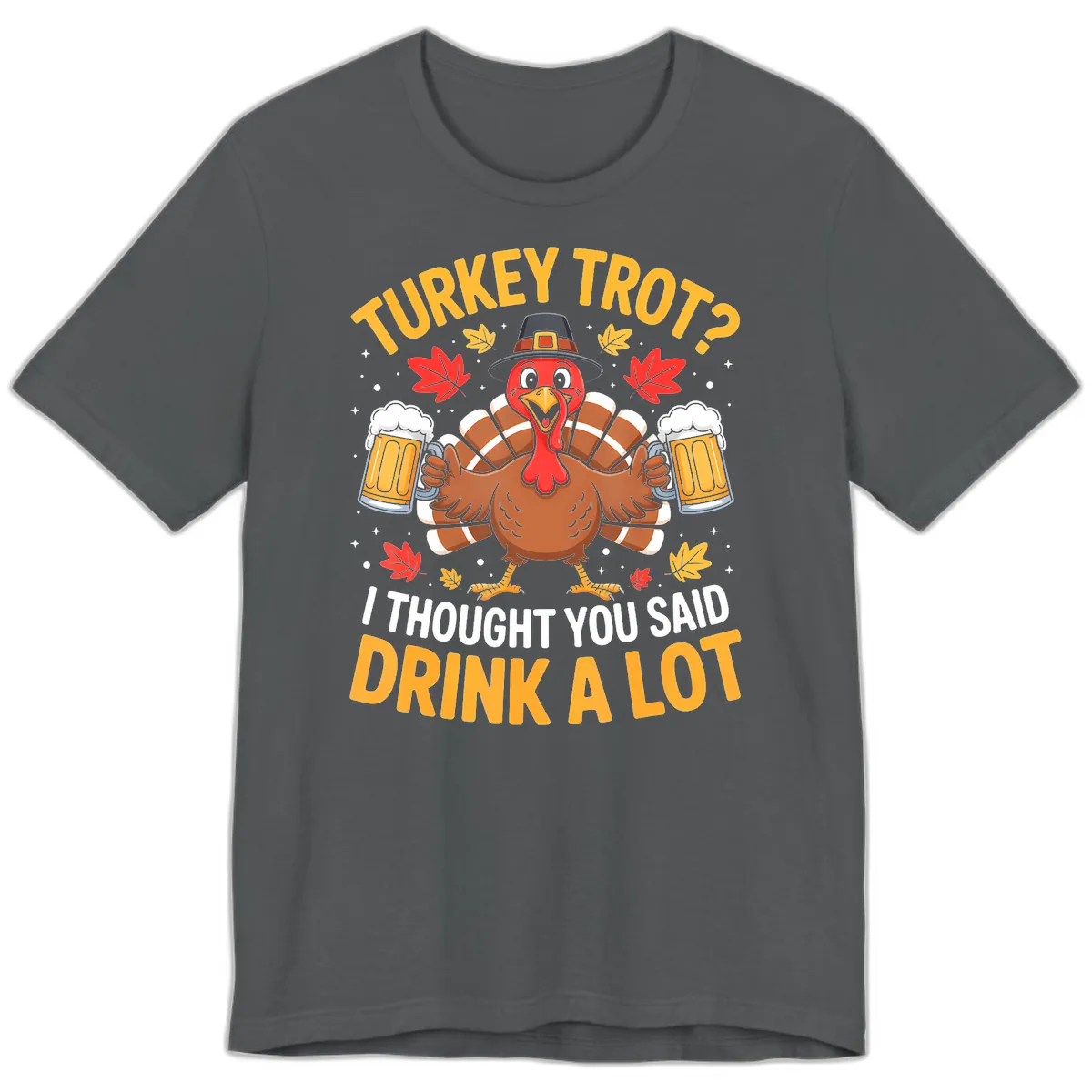 Turkey Trot Drink A Lot Premium T-Shirt in Asphalt