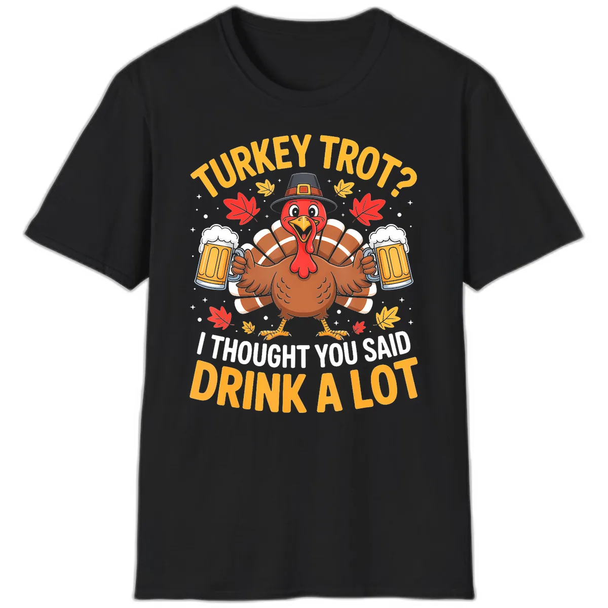 Turkey Trot Drink A Lot T-Shirt in Black