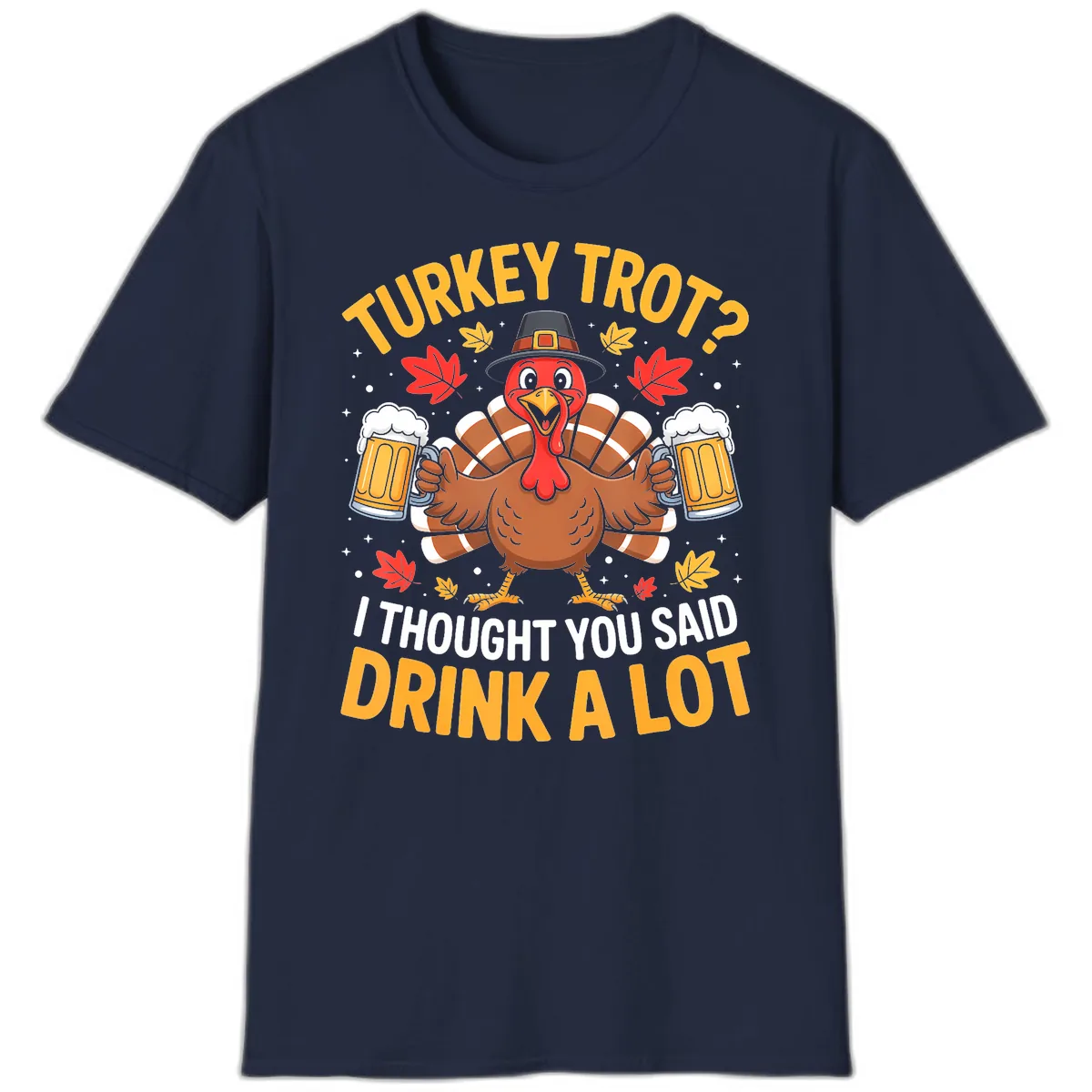 Turkey Trot Drink A Lot T-Shirt in Navy
