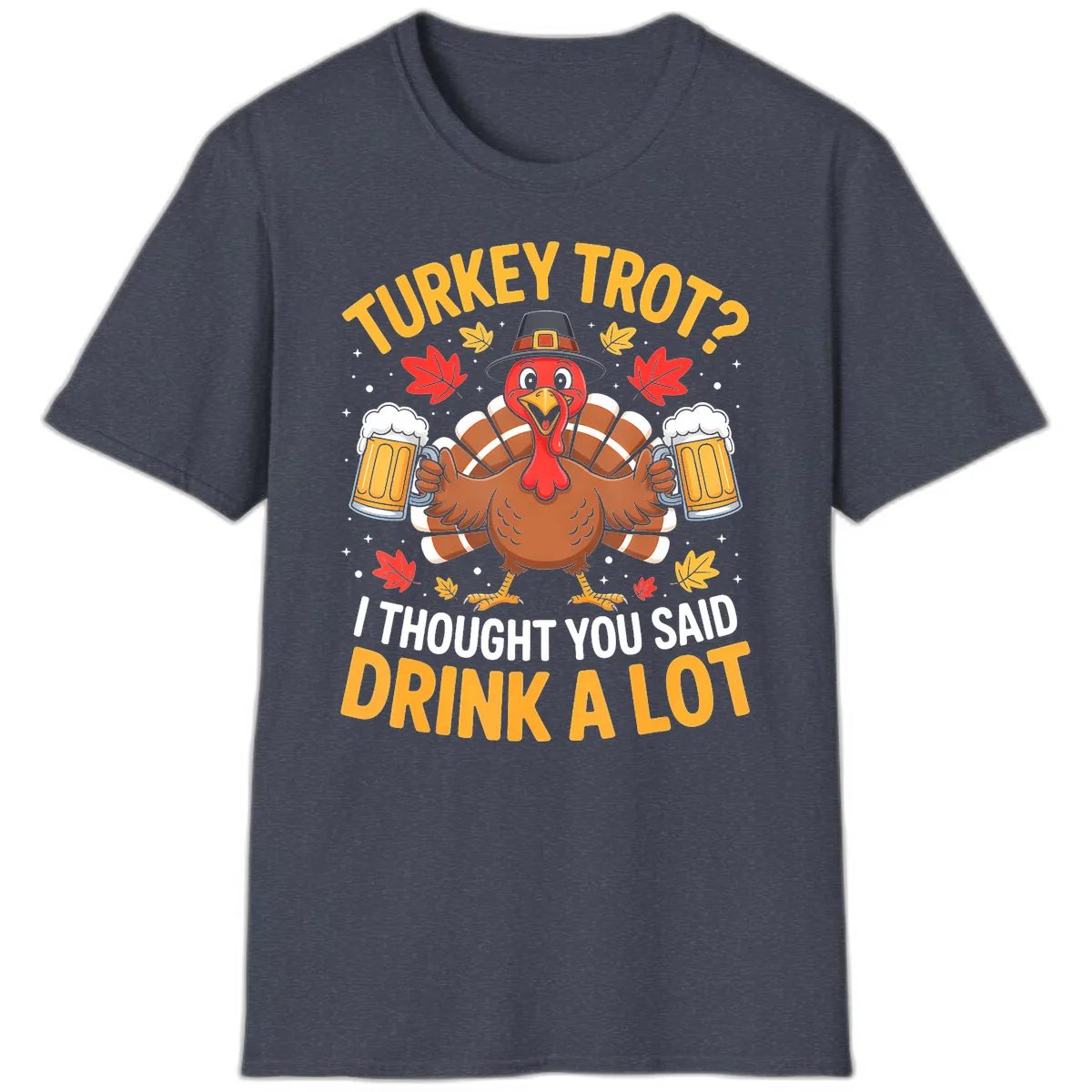 Turkey Trot Drink A Lot T-Shirt in Heather Navy