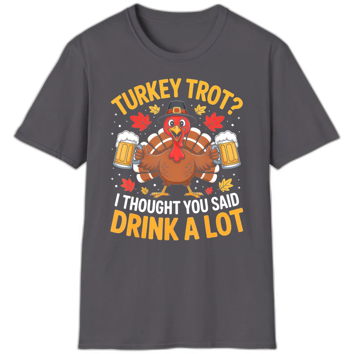 Turkey Trot Drink A Lot T-Shirt in Charcoal