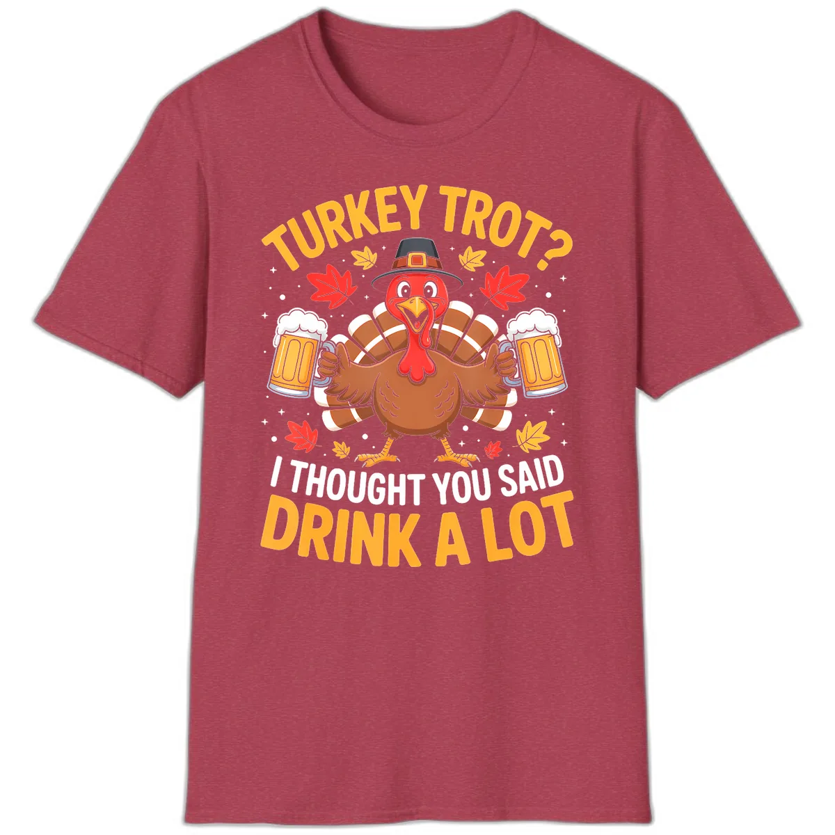 Turkey Trot Drink A Lot T-Shirt in Heather Cardinal