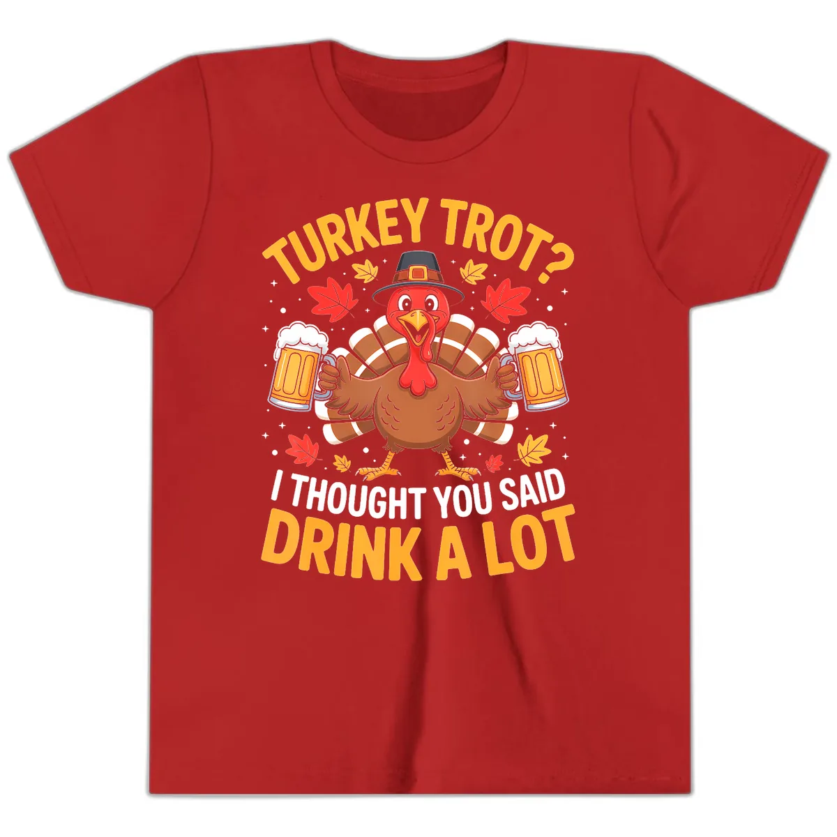 Turkey Trot Drink A Lot Youth T-Shirt in Red