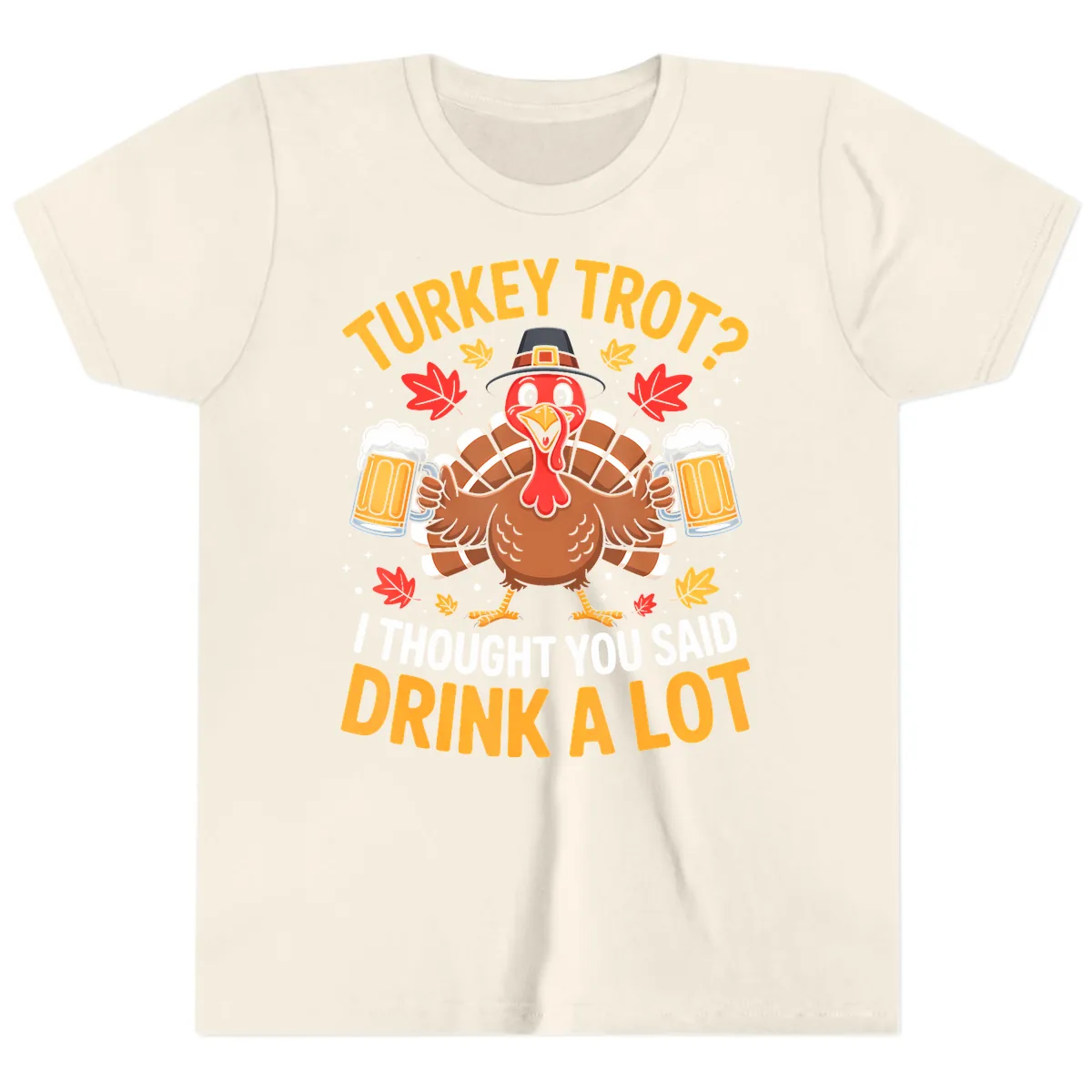 Turkey Trot Drink A Lot Youth T-Shirt in Natural