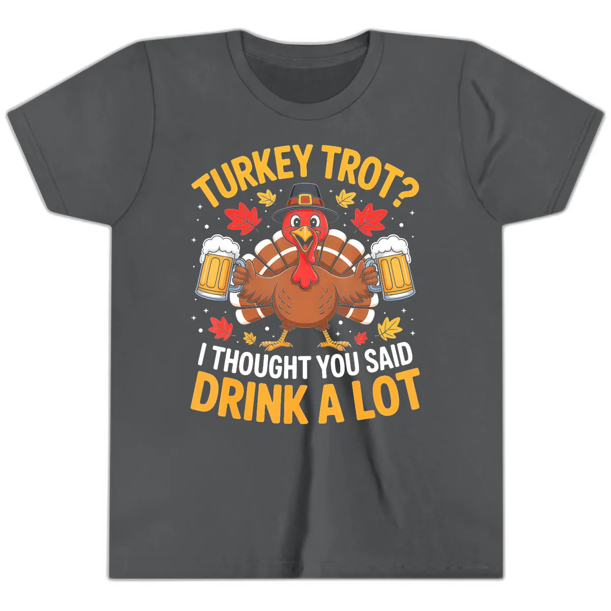 Turkey Trot Drink A Lot Youth T-Shirt in Asphalt
