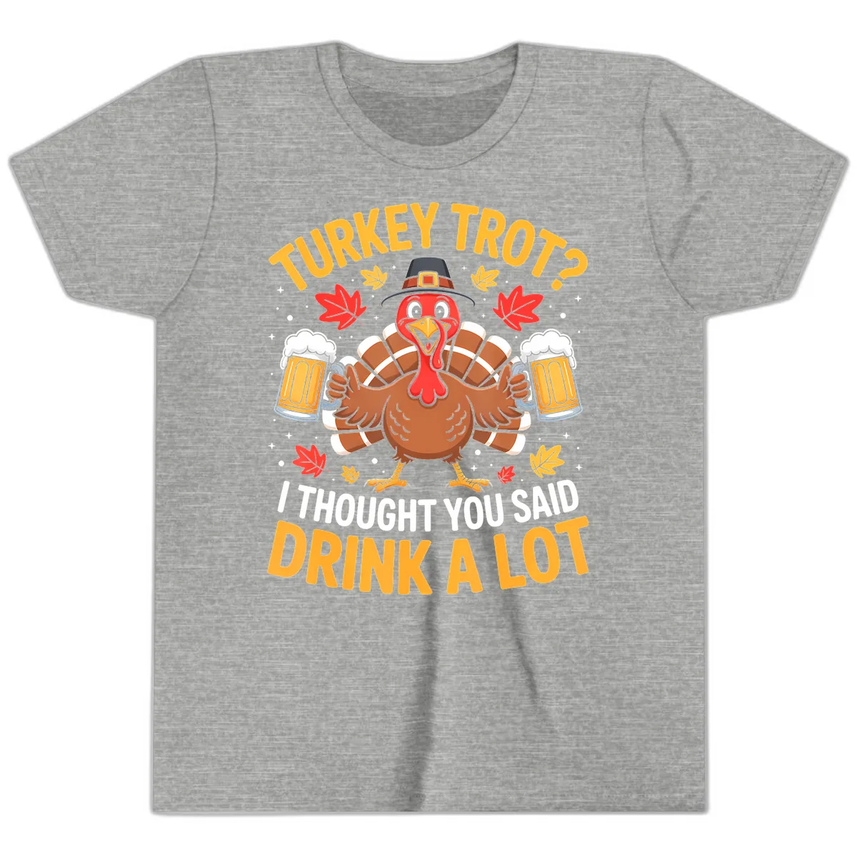 Turkey Trot Drink A Lot Youth T-Shirt in Athletic Heather
