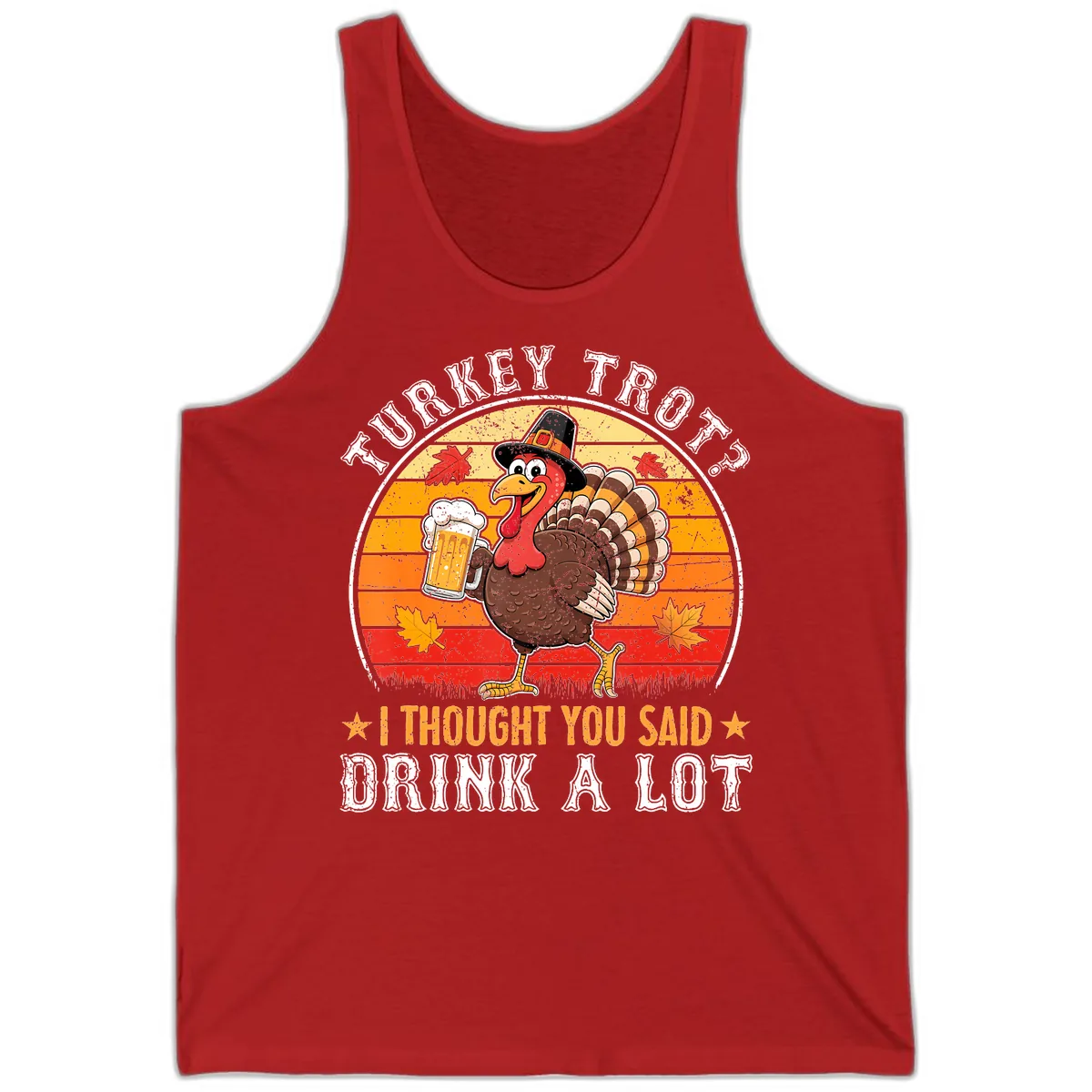 Turkey Trot Drink A Lot Design Tank in Red