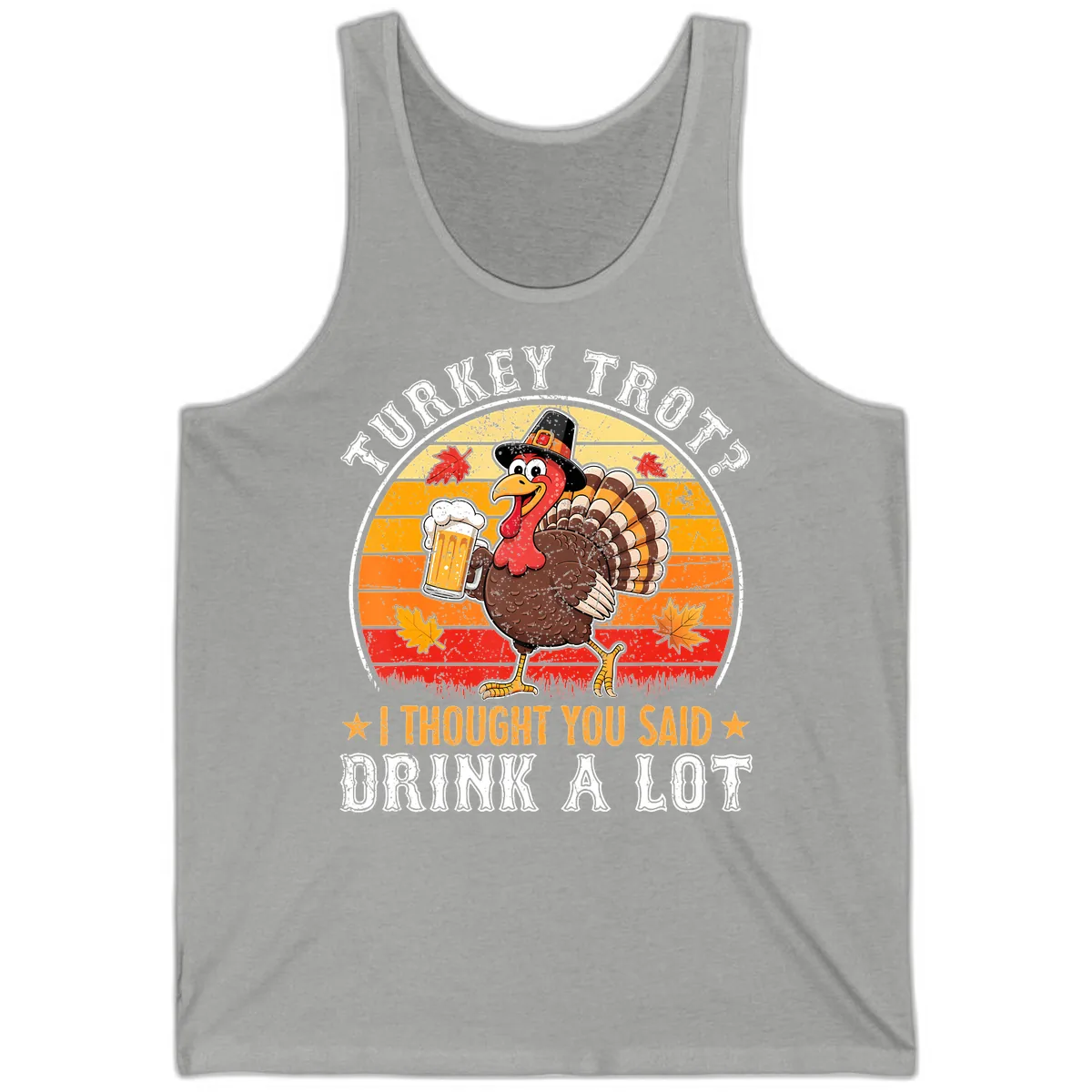 Turkey Trot Drink A Lot Design Tank in Athletic Heather