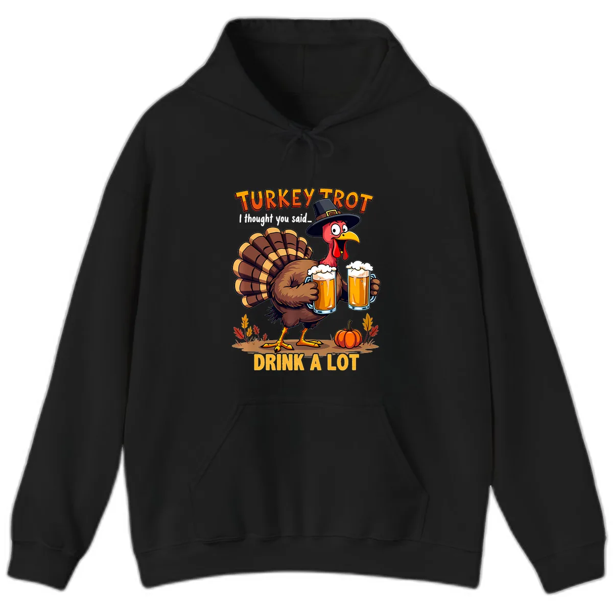 Turkey Trot Beer Drink A Lot Hoodie in Black