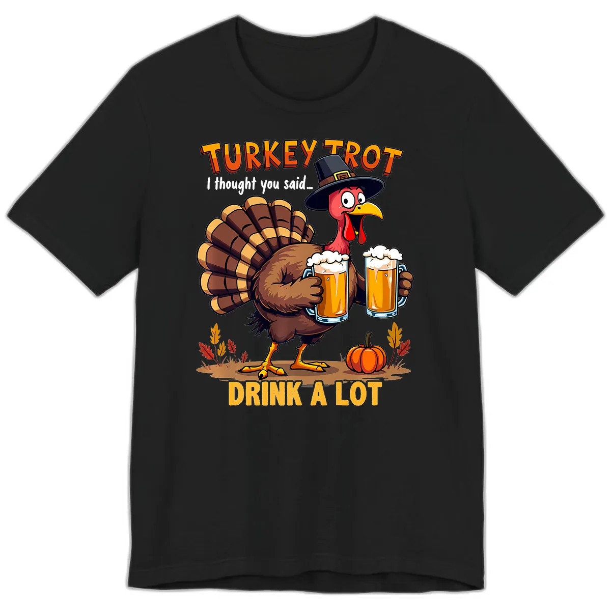 Turkey Trot Beer Drink A Lot Premium T-Shirt in Black