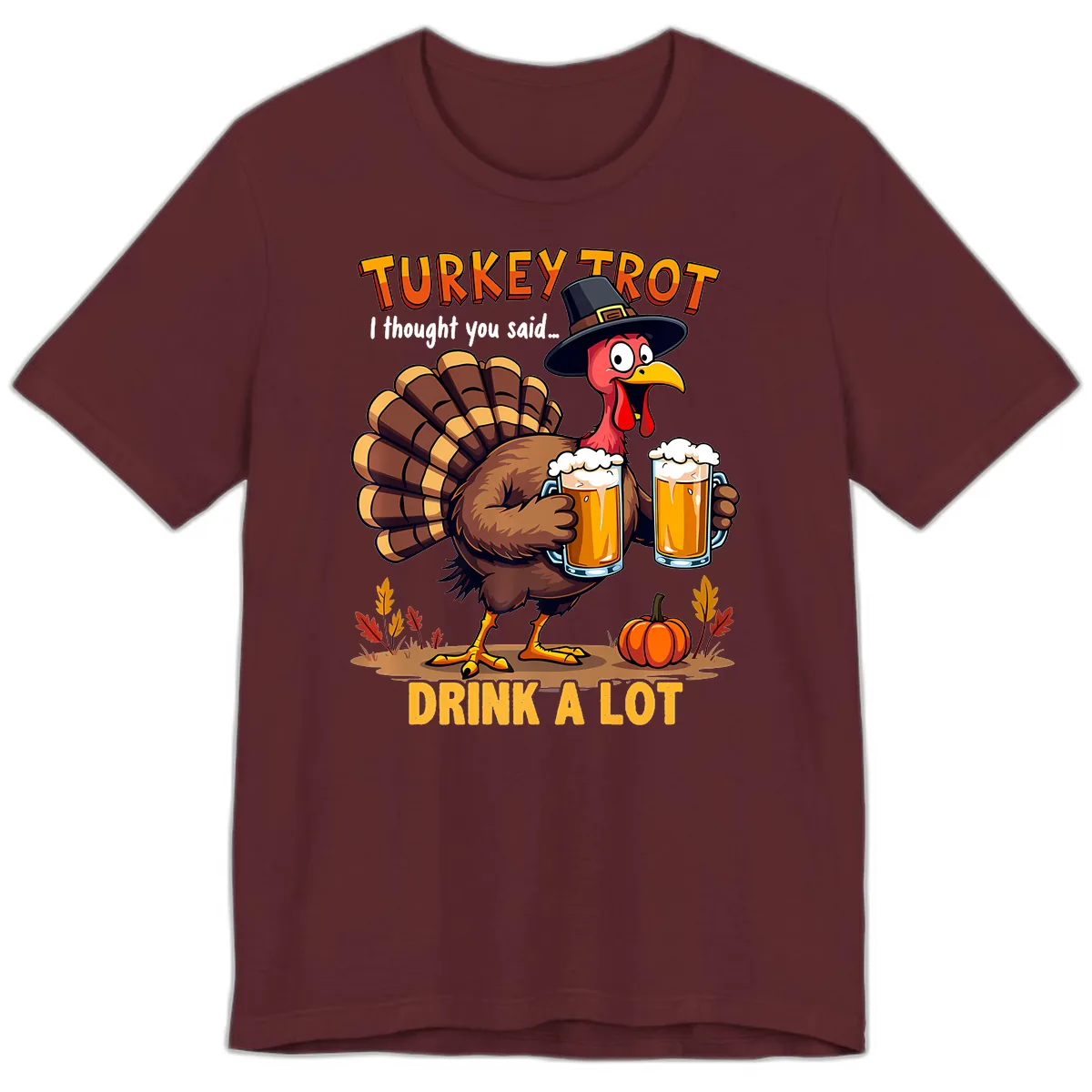 Turkey Trot Beer Drink A Lot Premium T-Shirt in Maroon