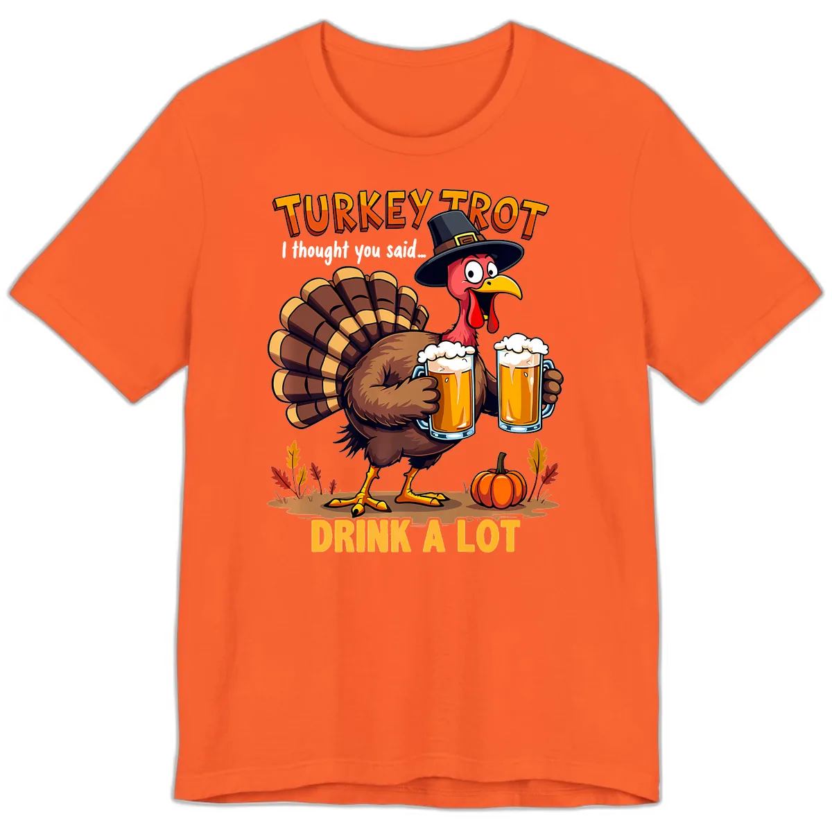 Turkey Trot Beer Drink A Lot Premium T-Shirt in Orange