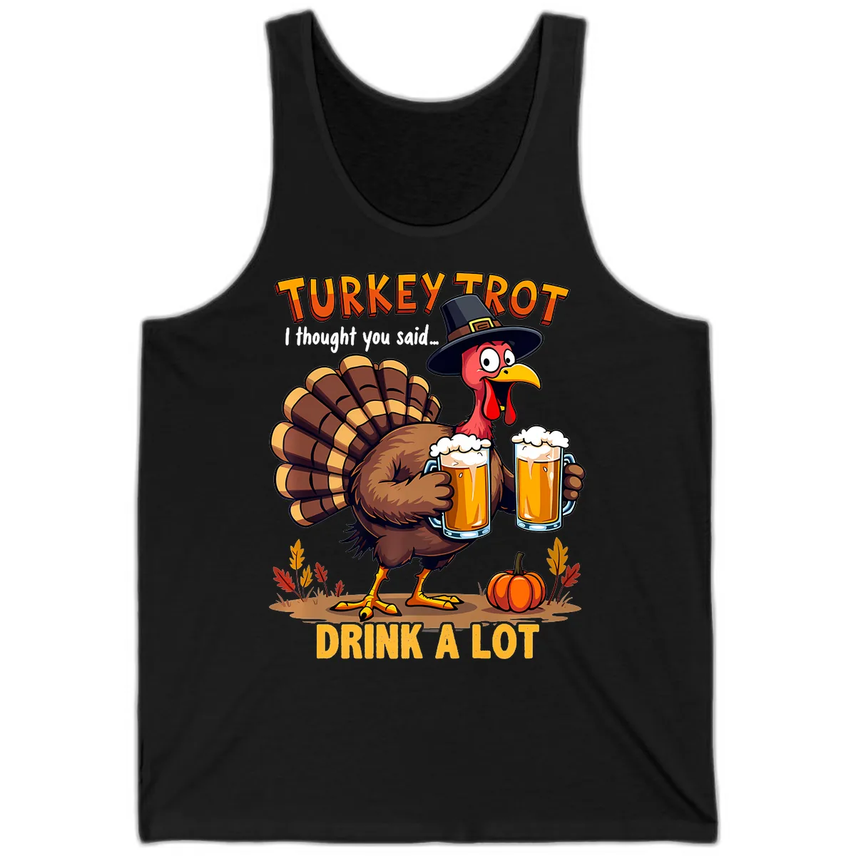 Turkey Trot Beer Drink A Lot Tank in Black
