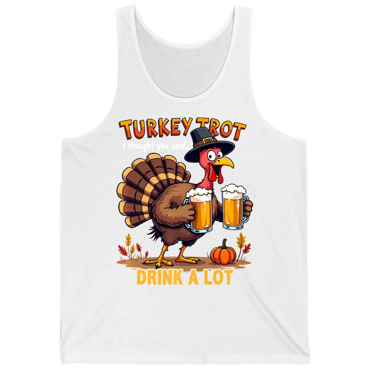 Turkey Trot Beer Drink A Lot Tank in White