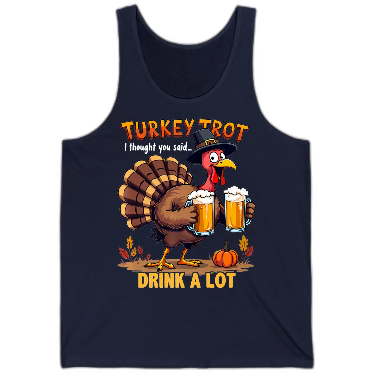 Turkey Trot Beer Drink A Lot Tank in Navy