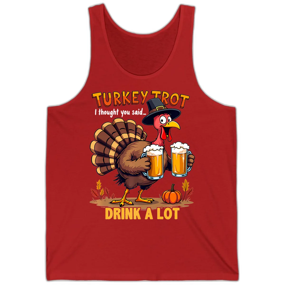 Turkey Trot Beer Drink A Lot Tank in Red