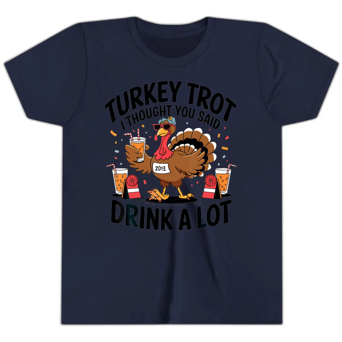 Turkey Trot I Thought You Said Drink A Lot Youth T-Shirt in Navy