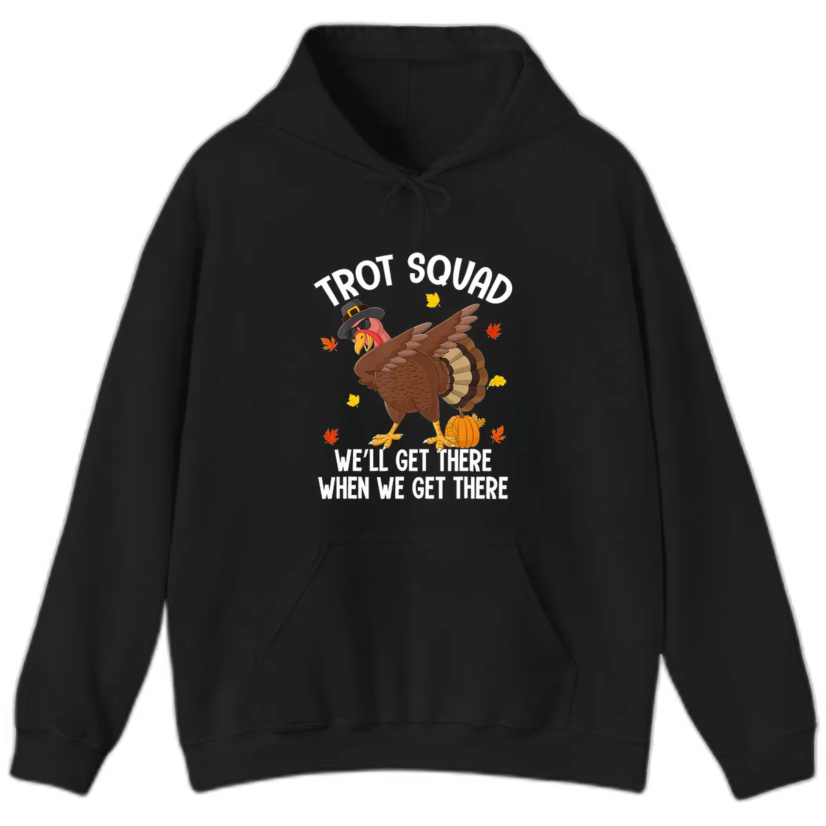 Turkey Trot Squad Thanksgiving Run Hoodie in Black