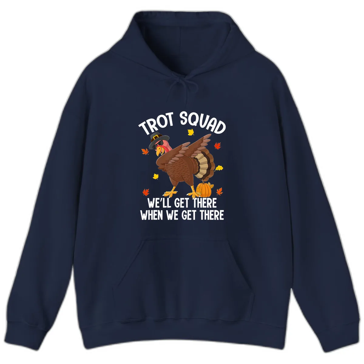 Turkey Trot Squad Thanksgiving Run Hoodie in Navy