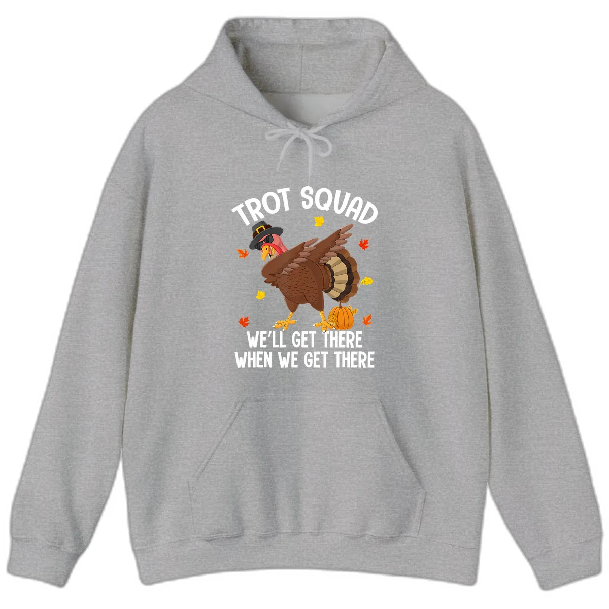Turkey Trot Squad Thanksgiving Run Hoodie in Sport Grey