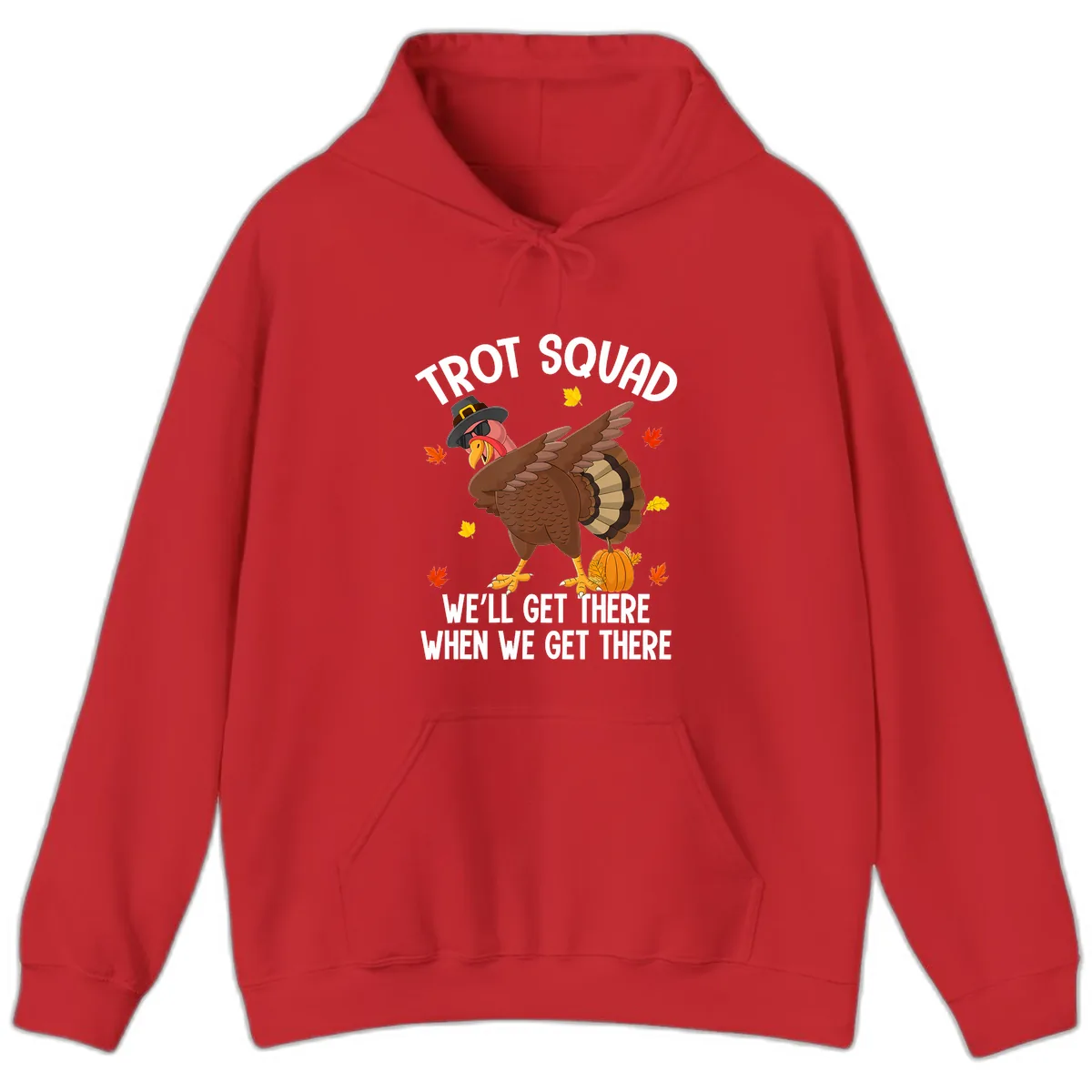 Turkey Trot Squad Thanksgiving Run Hoodie in Red