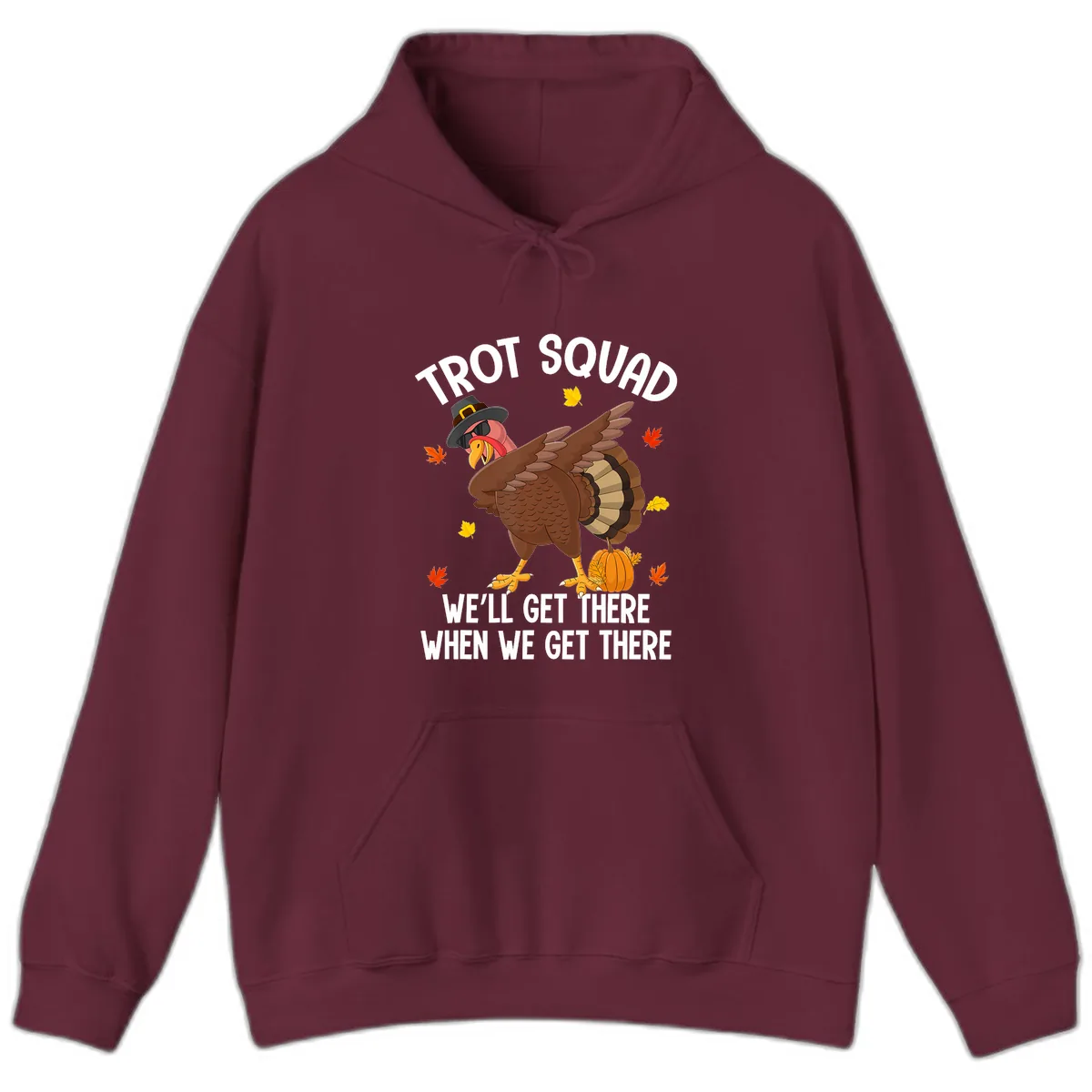 Turkey Trot Squad Thanksgiving Run Hoodie in Maroon