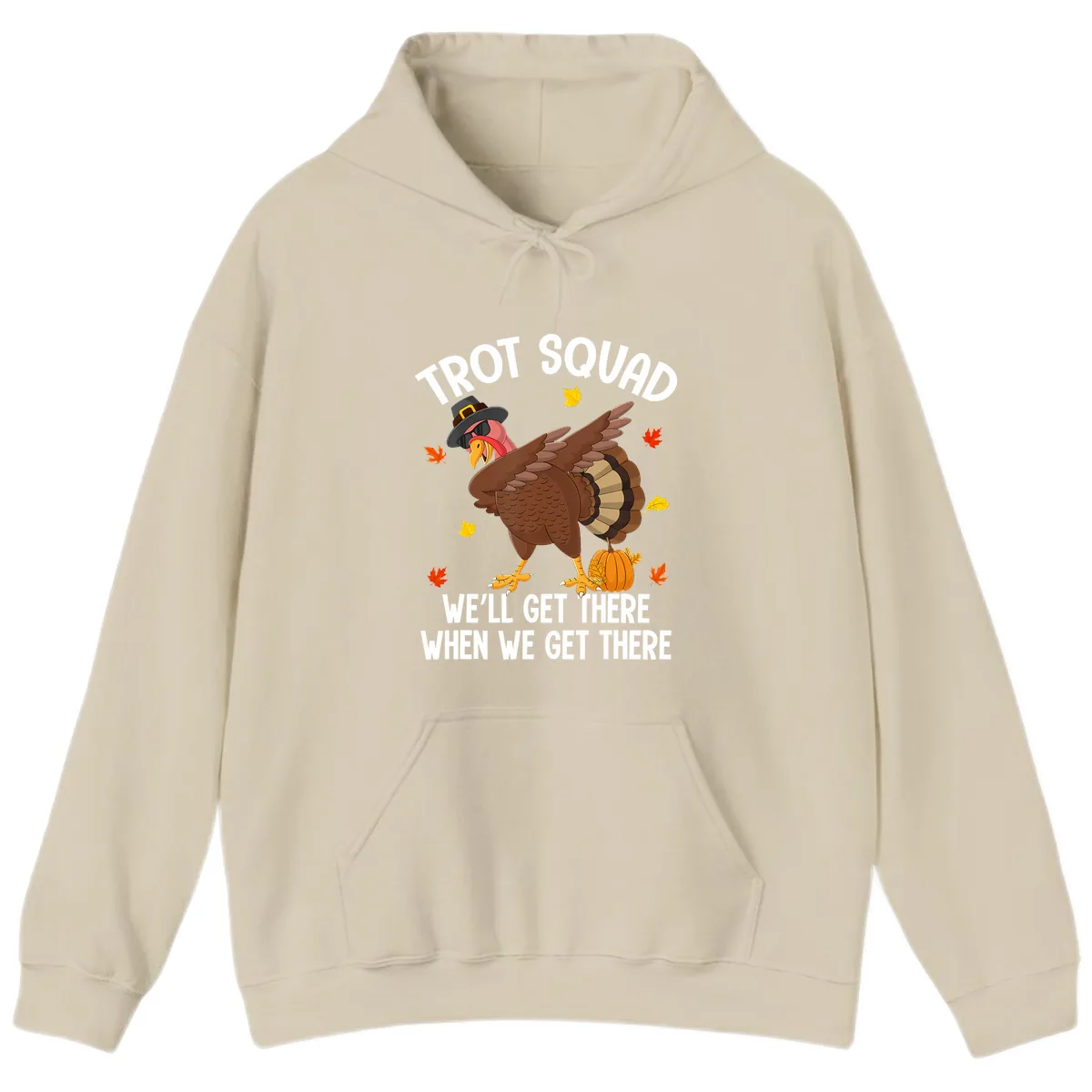 Turkey Trot Squad Thanksgiving Run Hoodie in Sand
