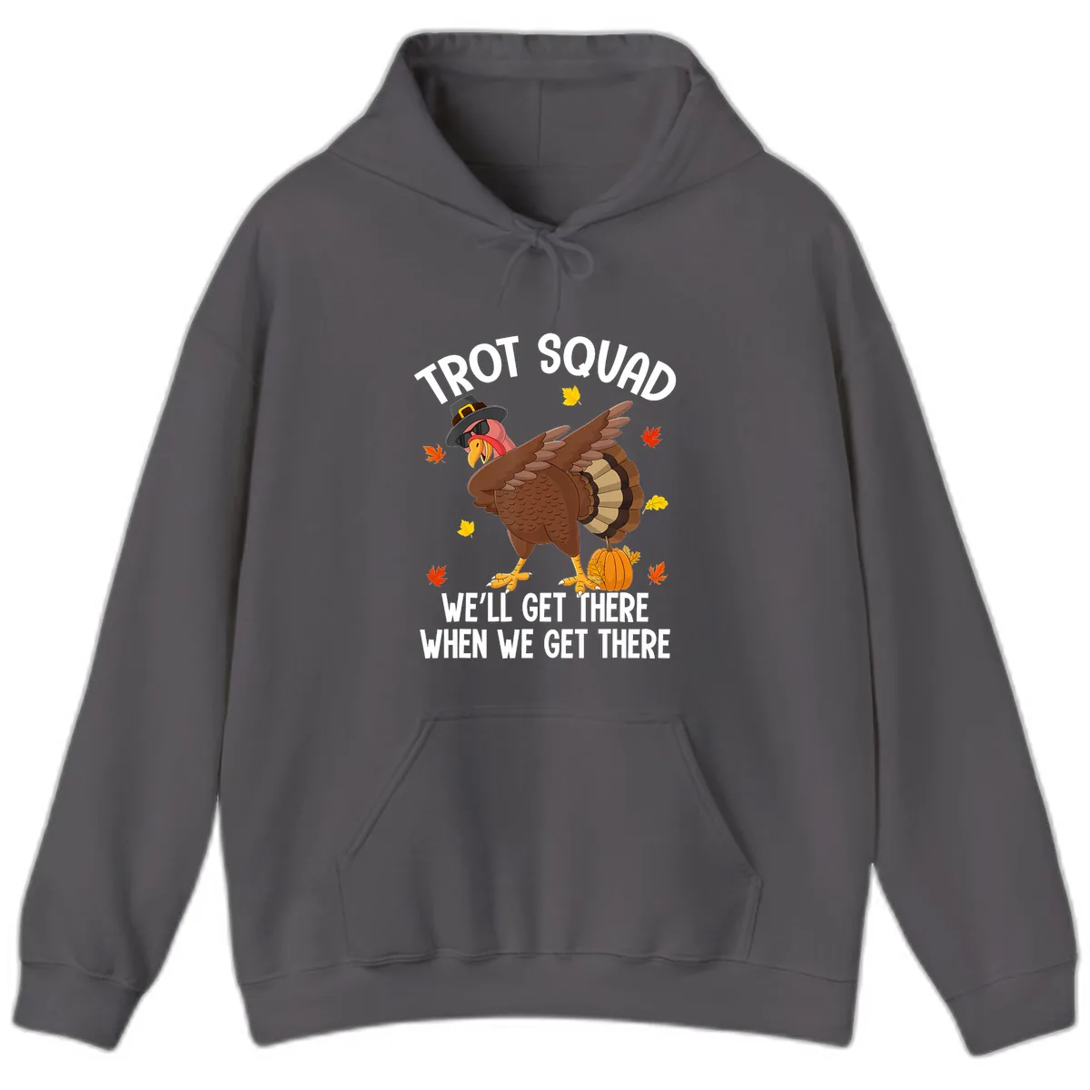 Turkey Trot Squad Thanksgiving Run Hoodie in Charcoal