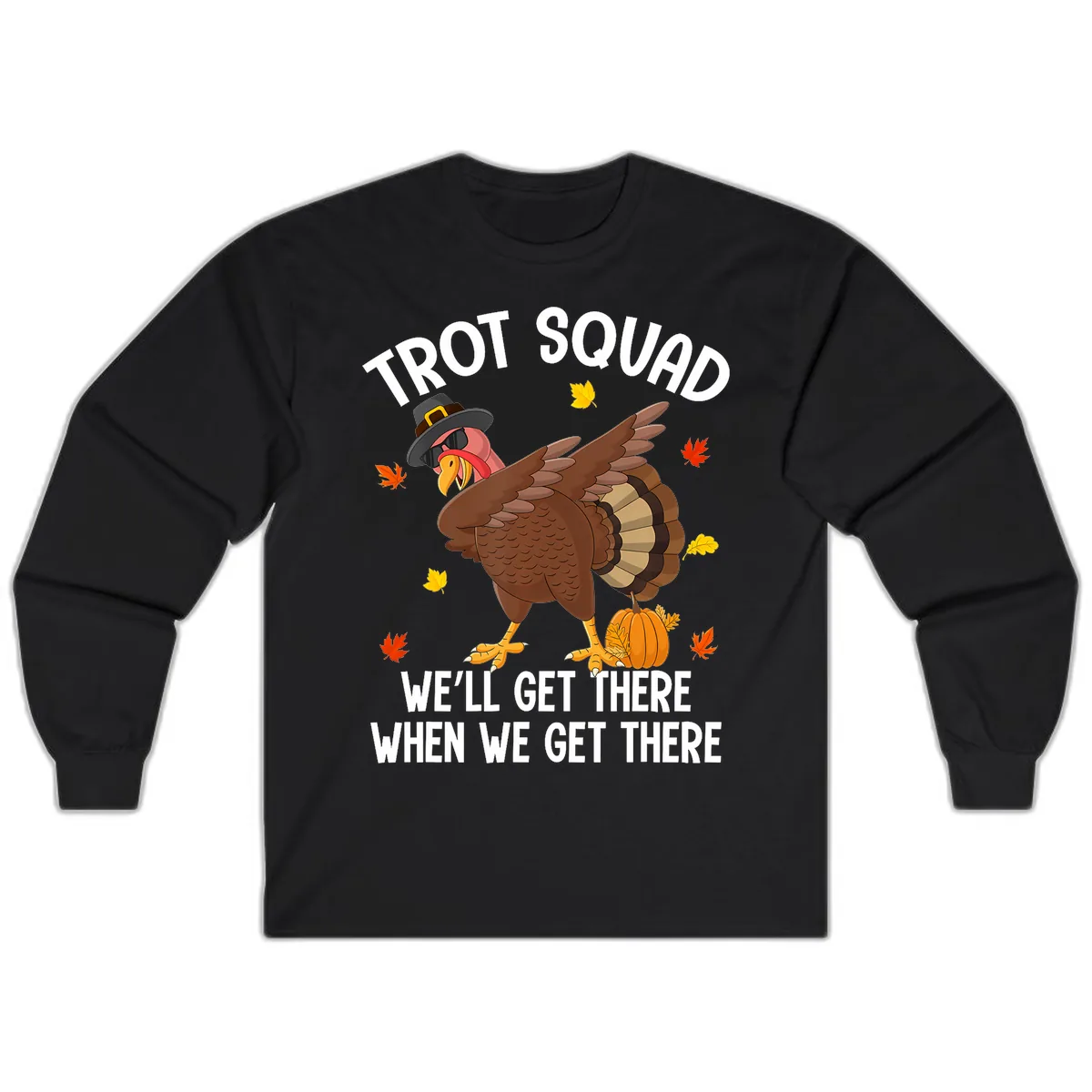 Turkey Trot Squad Thanksgiving Run Long Sleeve in Black