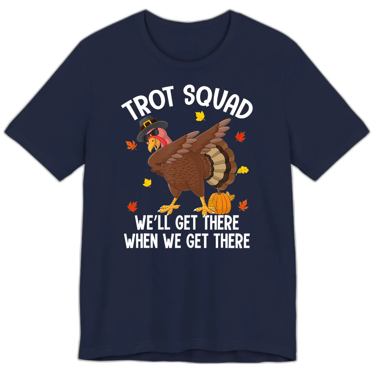 Turkey Trot Squad Thanksgiving Run Premium T-Shirt in Navy