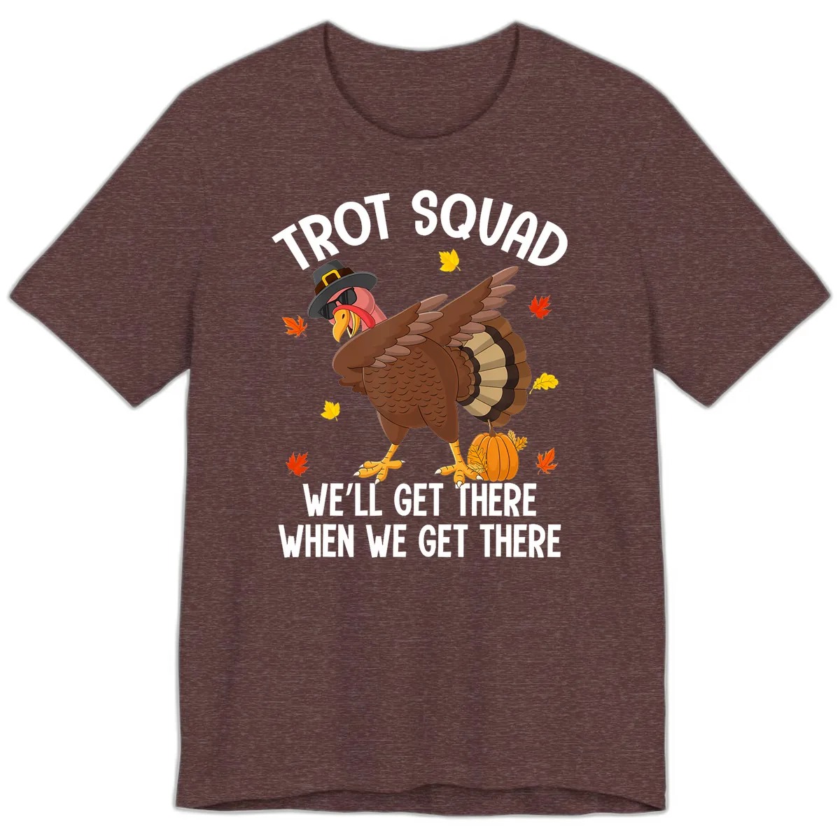 Turkey Trot Squad Thanksgiving Run Premium T-Shirt in Heather Maroon