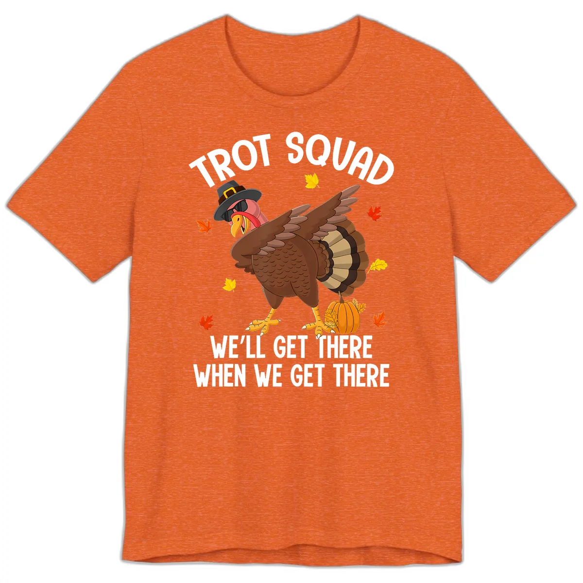 Turkey Trot Squad Thanksgiving Run Premium T-Shirt in Heather Orange