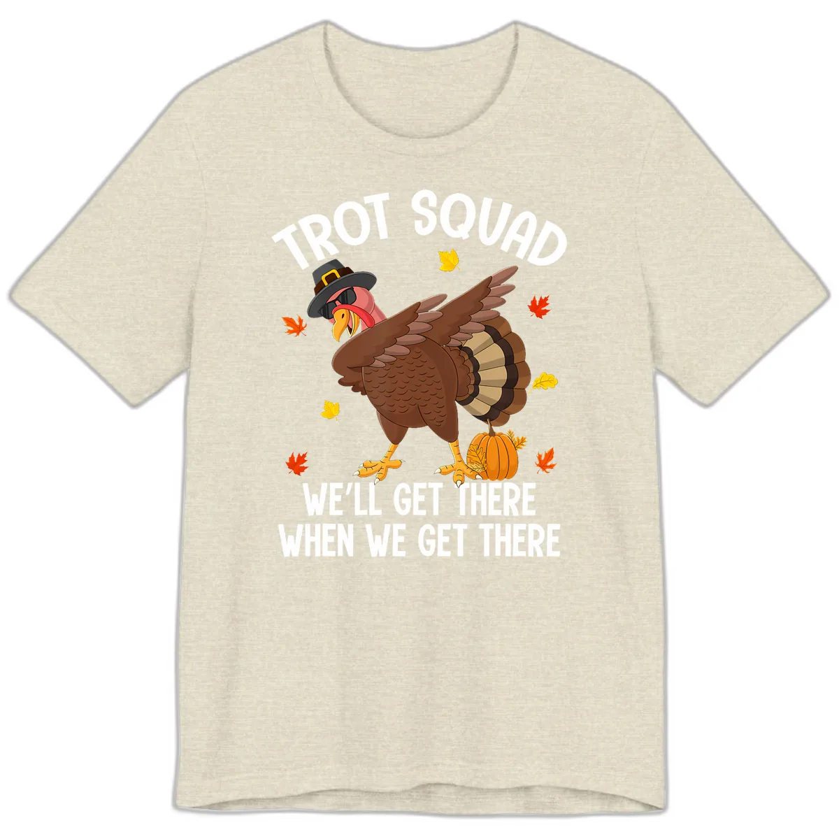 Turkey Trot Squad Thanksgiving Run Premium T-Shirt in Heather Prism Natural
