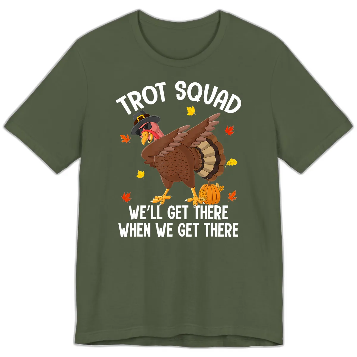 Turkey Trot Squad Thanksgiving Run Premium T-Shirt in Military Green