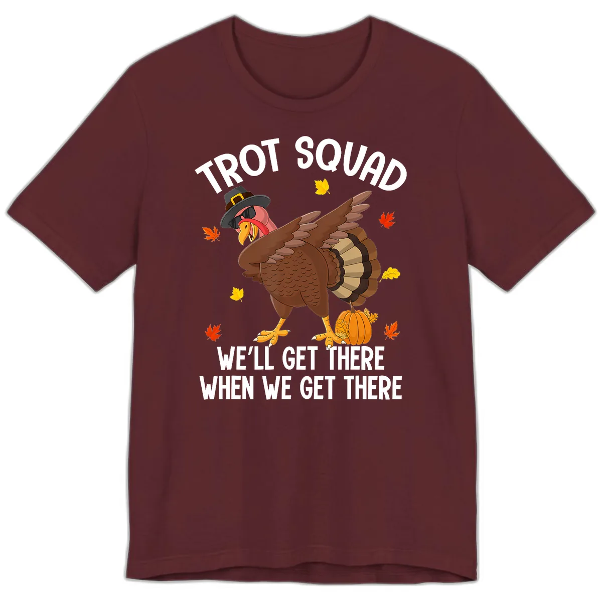 Turkey Trot Squad Thanksgiving Run Premium T-Shirt in Maroon