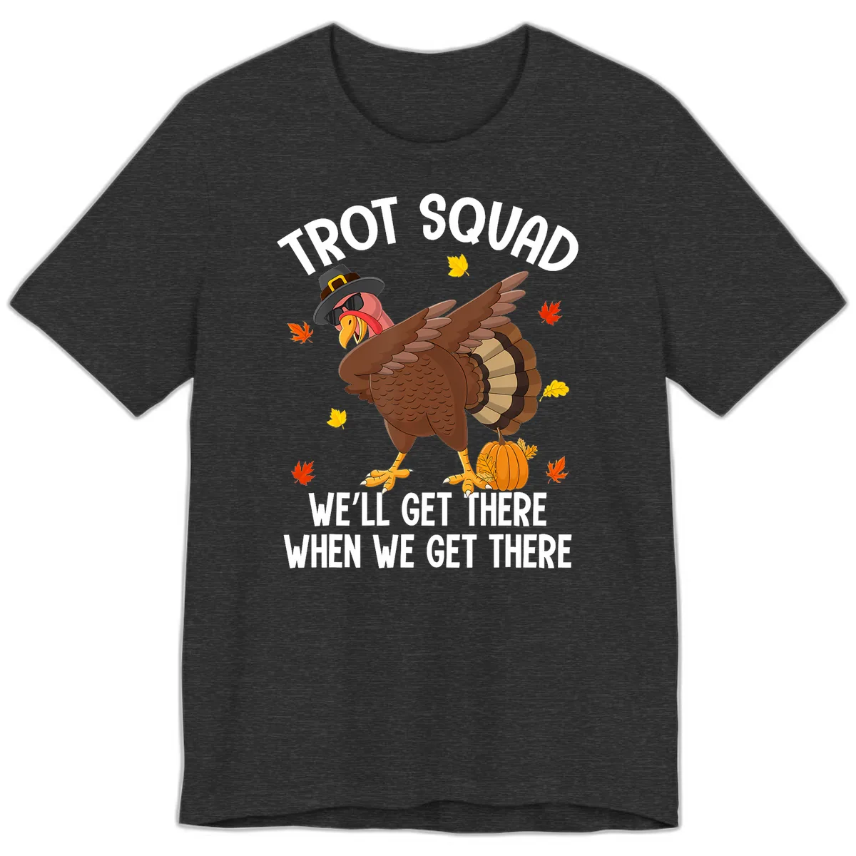 Turkey Trot Squad Thanksgiving Run Premium T-Shirt in Dark Grey Heather