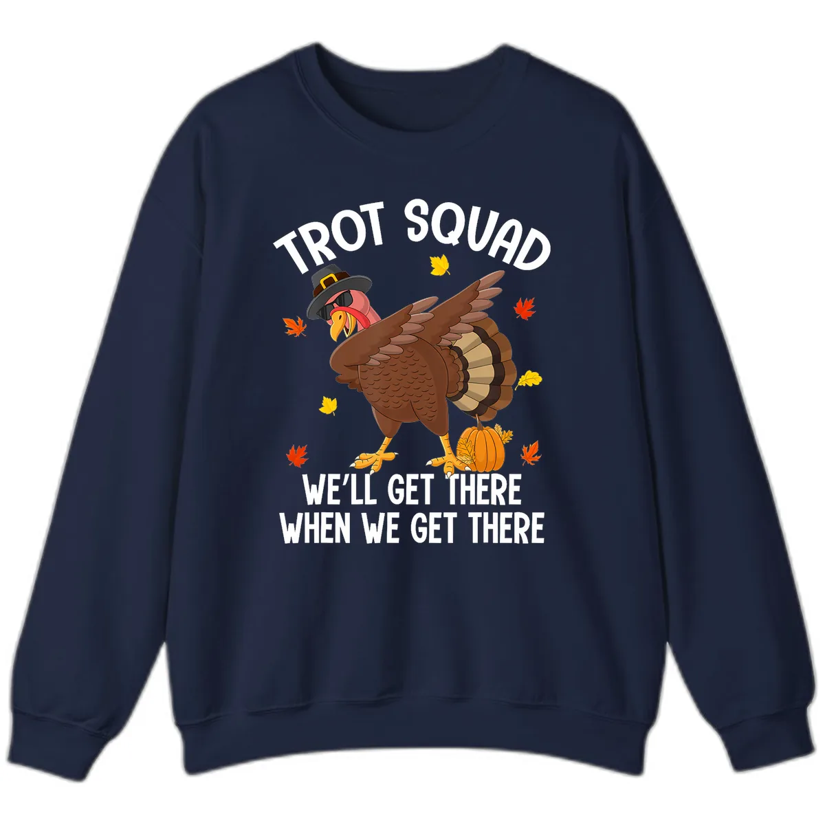 Turkey Trot Squad Thanksgiving Run Sweatshirt in Navy