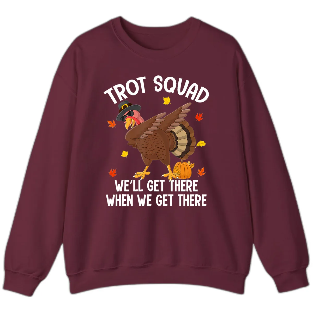 Turkey Trot Squad Thanksgiving Run Sweatshirt in Maroon