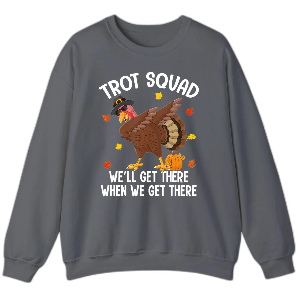 Turkey Trot Squad Thanksgiving Run Sweatshirt in Charcoal