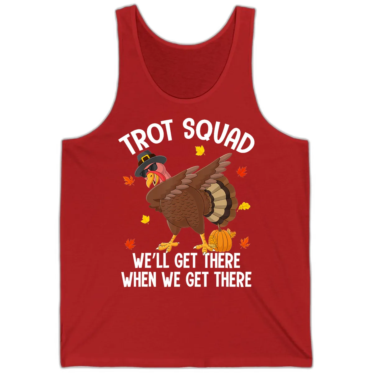 Turkey Trot Squad Thanksgiving Run Tank in Red