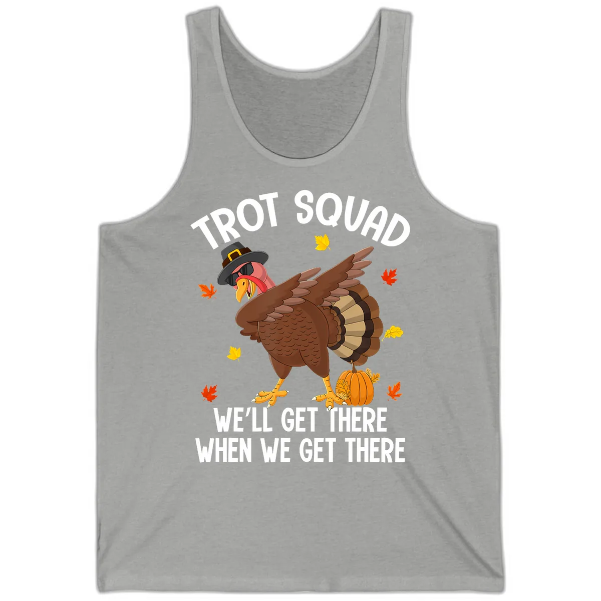 Turkey Trot Squad Thanksgiving Run Tank in Athletic Heather