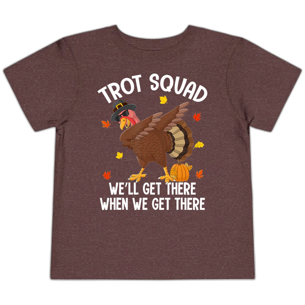 Turkey Trot Squad Thanksgiving Run Toddler T-Shirt in Heather Maroon