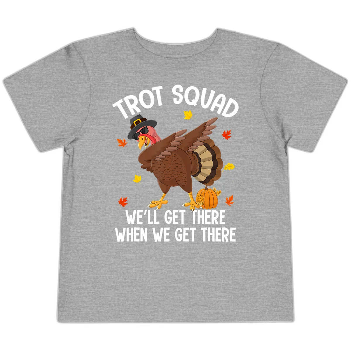 Turkey Trot Squad Thanksgiving Run Toddler T-Shirt in Athletic Heather