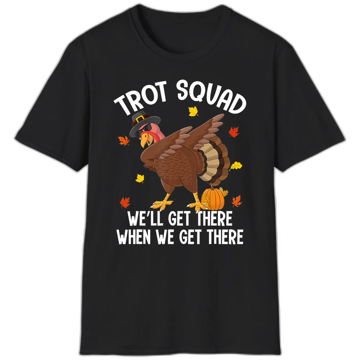 Turkey Trot Squad Thanksgiving Run T-Shirt in Black